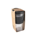 Coffee cup with silicone band BPA-free, 350 ml black colour third view