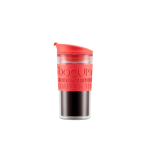 Coffee cup with silicone band BPA-free, 350 ml red colour