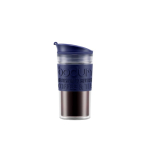 Coffee cup with silicone band BPA-free, 350 ml navy-blue colour