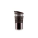 Coffee cup with silicone band BPA-free, 350 ml dark brown colour