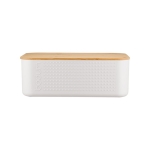 Bread basket with bamboo lid crumb grooves white colour