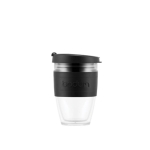 takeaway cup with silicone band, 250 ml, Joycup Double black colour