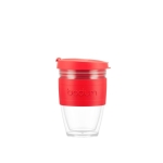 takeaway cup with silicone band, 250 ml, Joycup Double red colour