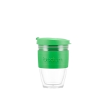 takeaway cup with silicone band, 250 ml, Joycup Double green colour