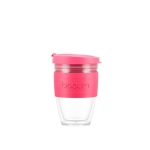 takeaway cup with silicone band, 250 ml, Joycup Double pink colour