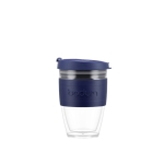 takeaway cup with silicone band, 250 ml, Joycup Double navy-blue colour