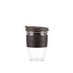 Travel coffee mug with band, 250 ml, Takeaway Joycup dark brown colour