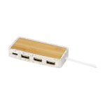 USB hub with 4 ports, terrazzo and bamboo casing natural colour