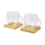 Set of two double-walled glass cups, 250 ml transparent colour