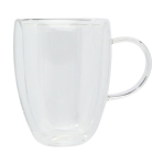 Set of double-walled cups with coasters, 350 ml transparent colour