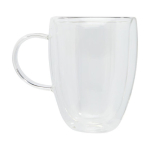 Set of double-walled cups with coasters, 350 ml transparent colour