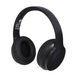 Foldable headphones with microphone, recycled plastic black colour