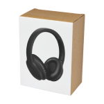 Foldable headphones with microphone, recycled plastic black colour