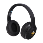 Foldable headphones with microphone, recycled plastic black colour