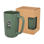 Large ceramic mug with matte finish, 480 ml green colour