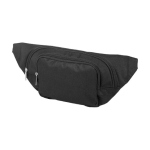 Adjustable polyester waist bag with two compartments black colour