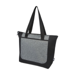 Recycled tote bag with pocket and zipper black colour