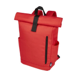 Water-resistant roll-top laptop backpack, recycled polyester 15.6” red colour