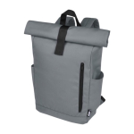 Water-resistant roll-top laptop backpack, recycled polyester 15.6” grey colour