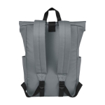 Water-resistant roll-top laptop backpack, recycled polyester 15.6” grey colour