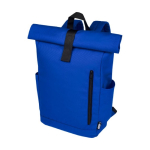 Water-resistant roll-top laptop backpack, recycled polyester 15.6” royal blue colour