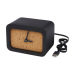 Clock with wireless charger and limestone casing black colour