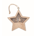 Wooden Christmas star with lights and cord for hanging wood colour fourth view