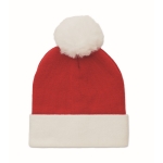 Knitted Christmas hat made of polyester with band and pompom red colour