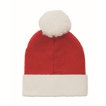 Knitted Christmas hat made of polyester with band and pompom red colour second view