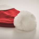 Knitted Christmas hat made of polyester with band and pompom red colour fourth photographic view