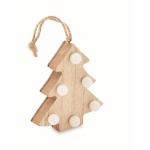 Wooden Christmas tree ornament with LED lights wood colour