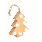 Wooden Christmas tree ornament with LED lights wood colour second view