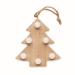 Wooden Christmas tree ornament with LED lights wood colour third view