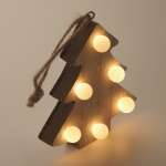 Wooden Christmas tree ornament with LED lights wood colour fifth photographic view