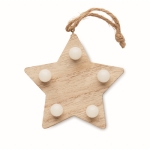 Christmas wooden star with LED lighting wood colour third view