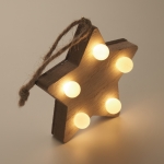 Christmas wooden star with LED lighting wood colour fifth photographic view