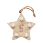 Christmas wooden star with LED lighting wood colour view with print area