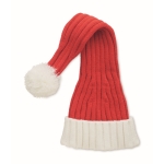 Long Christmas hat with cuff and tassel made of RPET polyester red colour