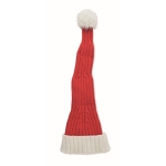 Long Christmas hat with cuff and tassel made of RPET polyester red colour second view