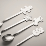 Set of 4 Christmas teaspoons in a gift box matt silver colour fifth photographic view