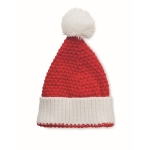 Christmas hat made of soft elastic acrylic with a pompom red colour second view