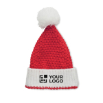 Christmas hat made of soft elastic acrylic with a pompom red colour view with print area