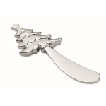 Zinc cheese knife with a Christmas tree motif on the handle matt silver colour second view