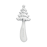 Zinc cheese knife with a Christmas tree motif on the handle matt silver colour view with print area