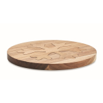 Set of 2 acacia wood coasters in the shape of a snowflake wood colour third view