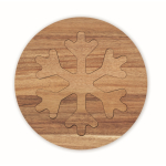 Set of 2 acacia wood coasters in the shape of a snowflake wood colour sixth view