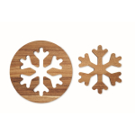 Set of 2 acacia wood coasters in the shape of a snowflake wood colour seventh view