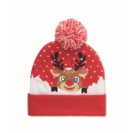 Knitted Christmas hat made of elastic acrylic with 6 LEDs red colour