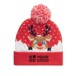 Knitted Christmas hat made of elastic acrylic with 6 LEDs red colour view with print area