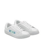 Runners made of faux leather with rubber sole, size 37 white colour view with print area